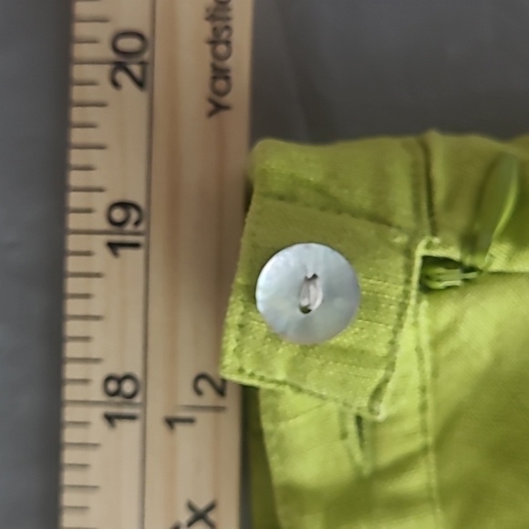 A Line Skirt Linen Blend Lime Green Lined Zippered Classic Colorful Light & Airy - Picture 5 of 7